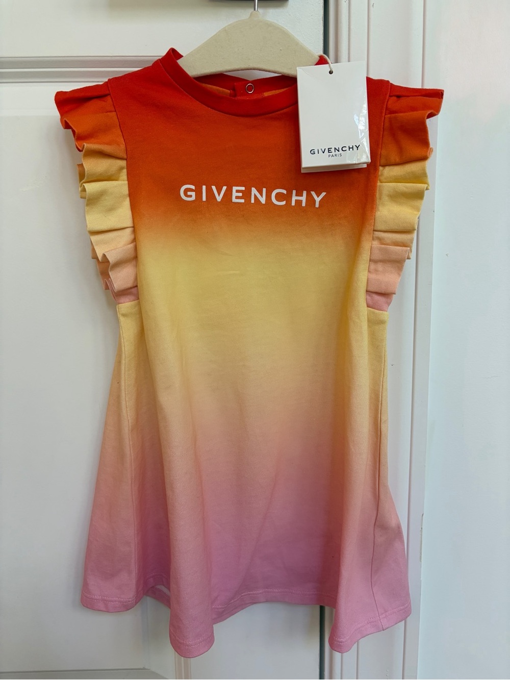 Givenchy Ombre Logo Tank Dress in Pink-Orange-Yellow Size 2T NWT